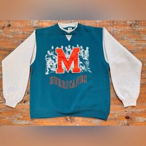 Vintage Miami Hurricanes Teal and Gray Hurricanes Sweatshirt
